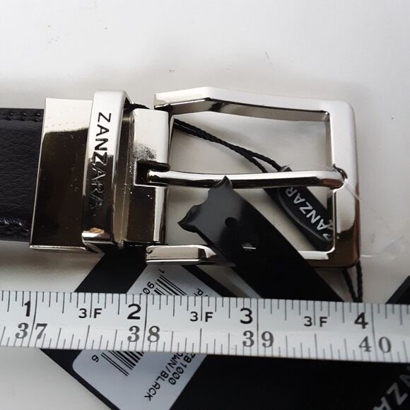 Zanzara Men Black Leather Black/Brown Belt 32/80 - Picture 10 of 12
